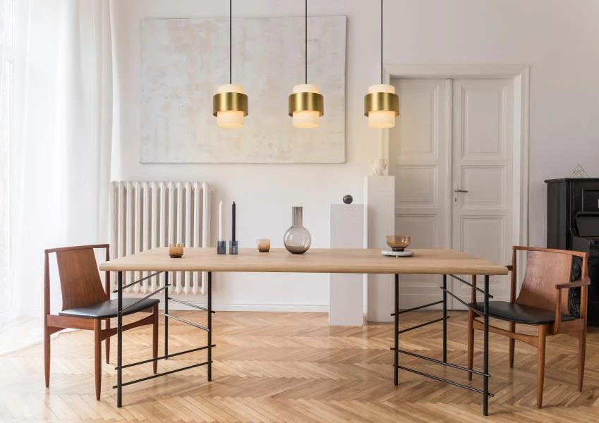 Lucide FIRMIN - Pendant light - 3xE27 - Matt Gold / Brass - ambiance 1